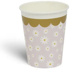 Lot de 8 gobelets motif pâquerette carton 24cl - 4 coloris