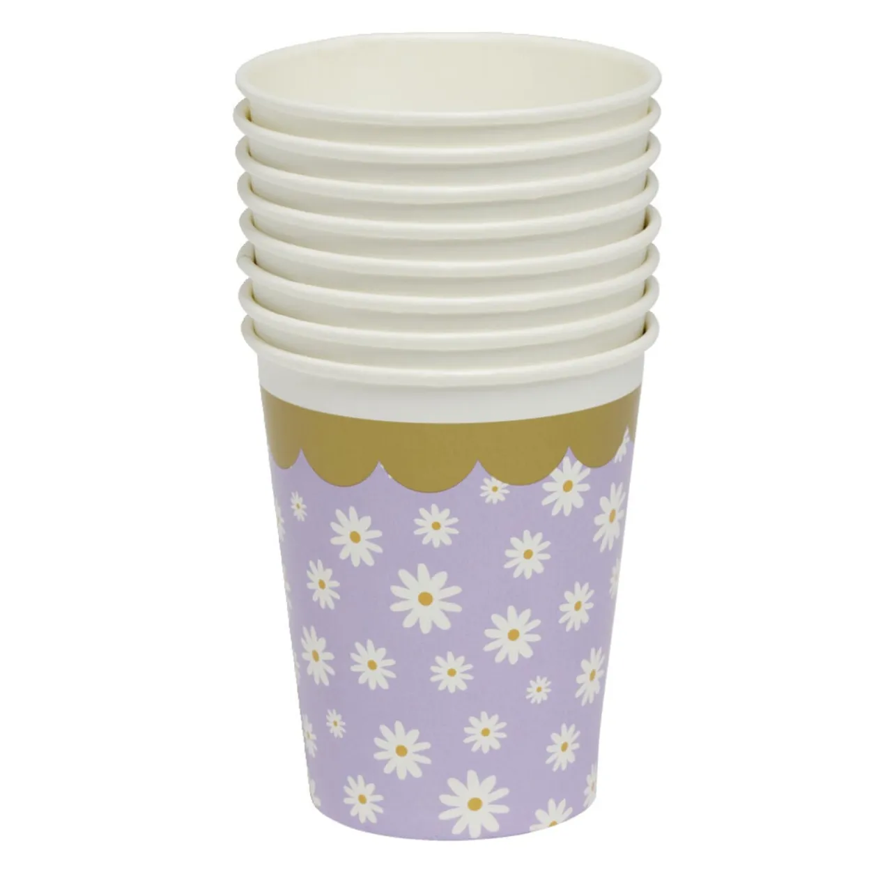 Lot de 8 gobelets motif pâquerette carton 24cl - 4 coloris