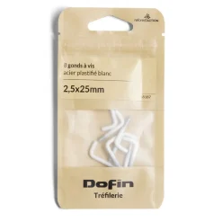 Lot de 8 gonds à vis blanc 2,5x25mm