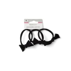 Lot de 3 élastiques à cheveux avec noeud papillon polyester noir < Gifi Best