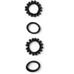 Lot de 4 élastiques à cheveux avec perles polyester noir