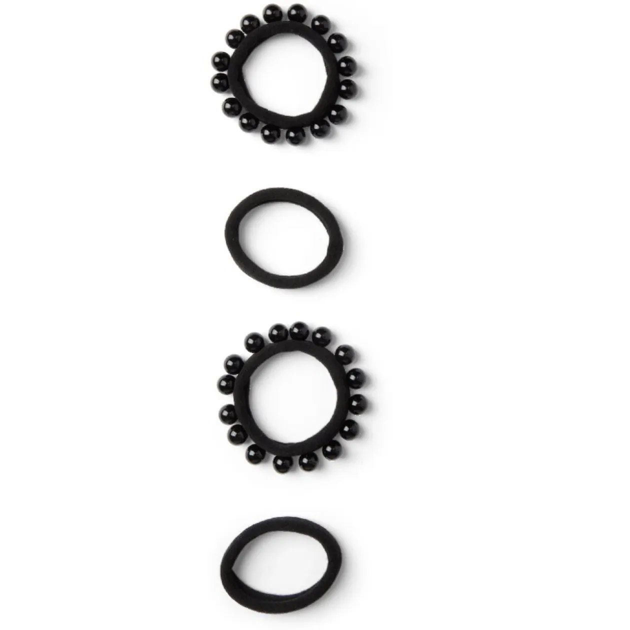 Lot de 4 élastiques à cheveux avec perles polyester noir