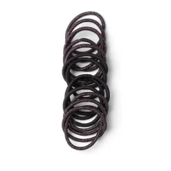 Lot de 15 élastiques à cheveux polyester noir et fil métallique rose < Gifi Sale