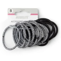 Lot de 15 élastiques à cheveux polyester noir et blanc aspect chiné < Gifi Outlet