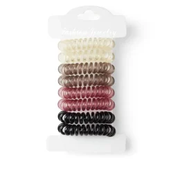 Lot de 8 élastiques à cheveux spirale caoutchouc 3 coloris < Gifi Outlet