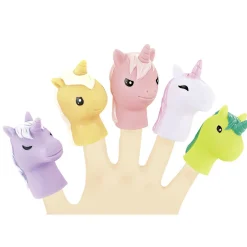 Lot de 5 marionnettes à doigt thème licorne