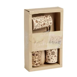 Lot de 3 mini rouleaux à pâtisserie en bois à motifs étoile/flocon/coeur
