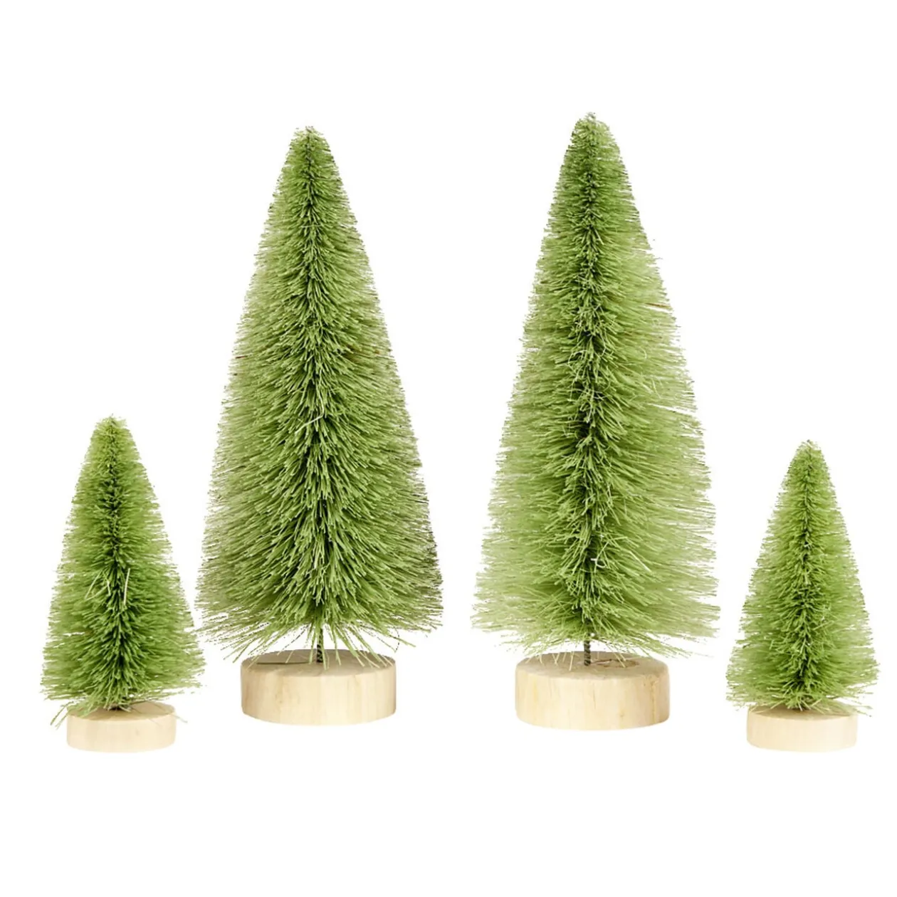 Lot de 4 mini sapins décoratifs - 2 modèles vert ou blanc