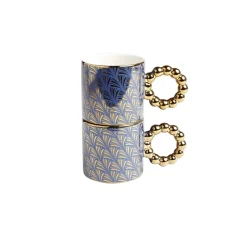 Lot de 2 mugs 30cl design chic bleu foncé et doré < Gifi New