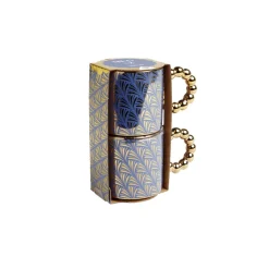 Lot de 2 mugs 30cl design chic bleu foncé et doré < Gifi New