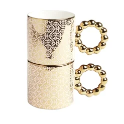 Lot de 2 mugs 30cl design chic rose et doré