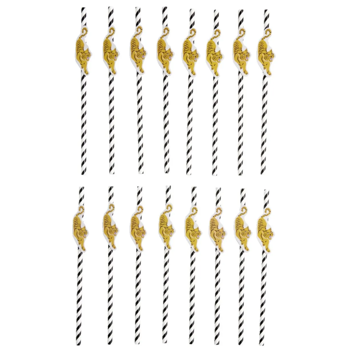 Lot de 16 pailles décorées papier L25cm