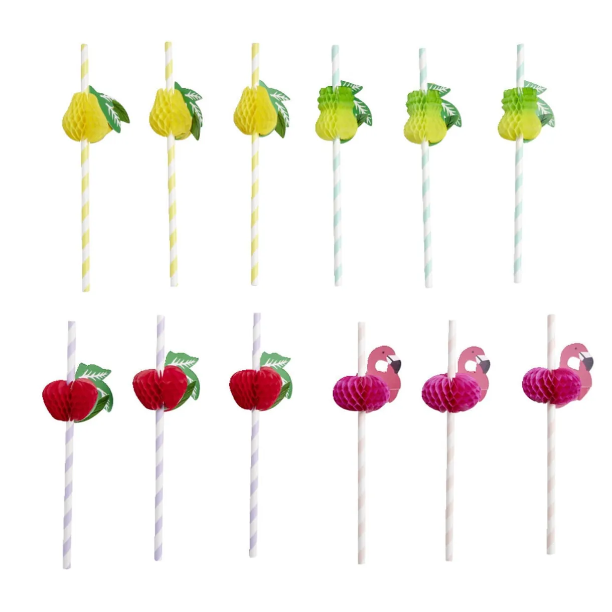 Lot de 12 pailles en papier design fruit < Gifi