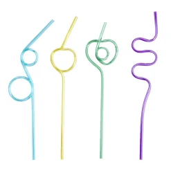 Lot de 4 pailles réutilisables plastique L24cm