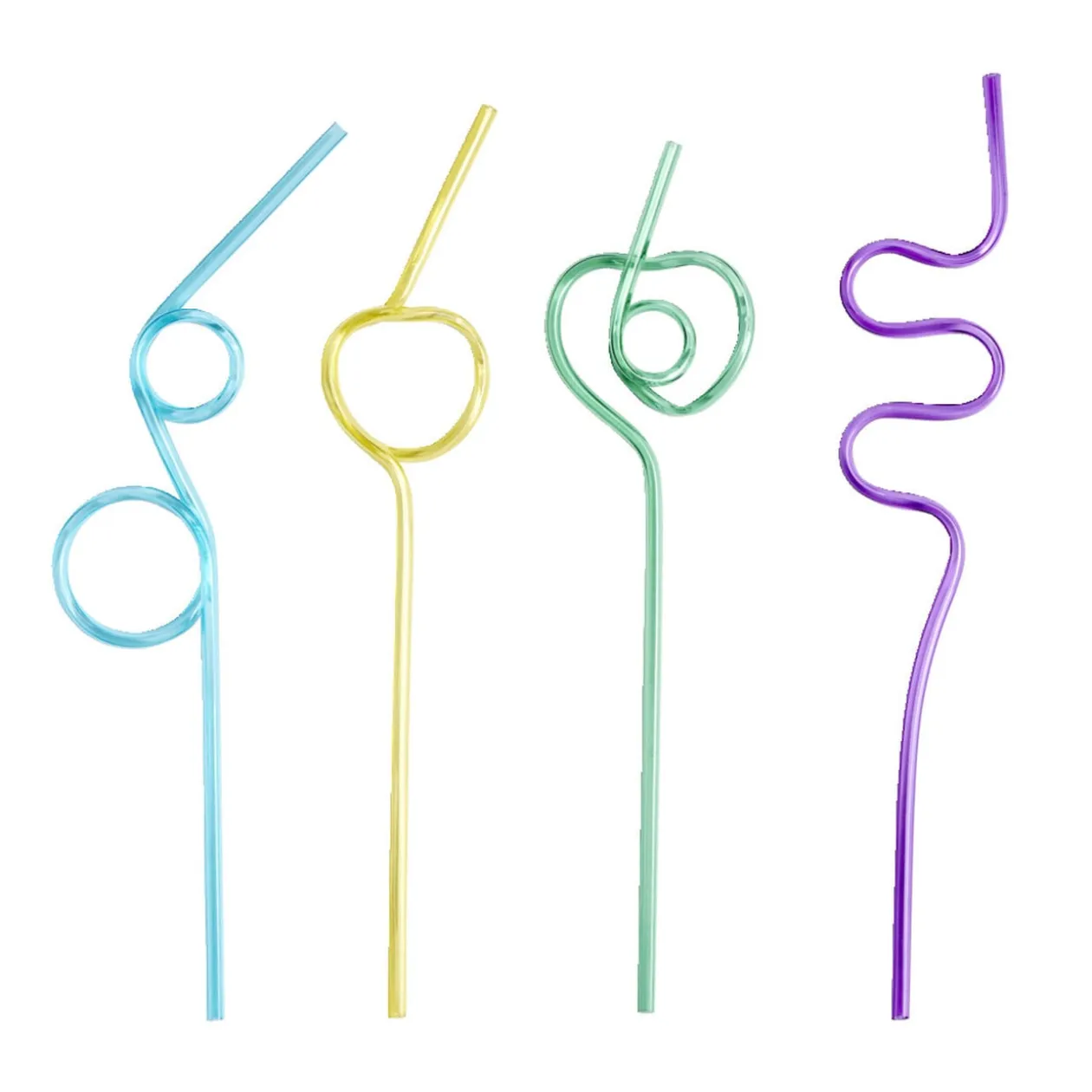 Lot de 4 pailles réutilisables plastique L24cm