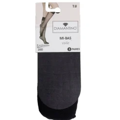 Lot de 3 paires de mi-bas noir femme polyamide et tulle voile 20D