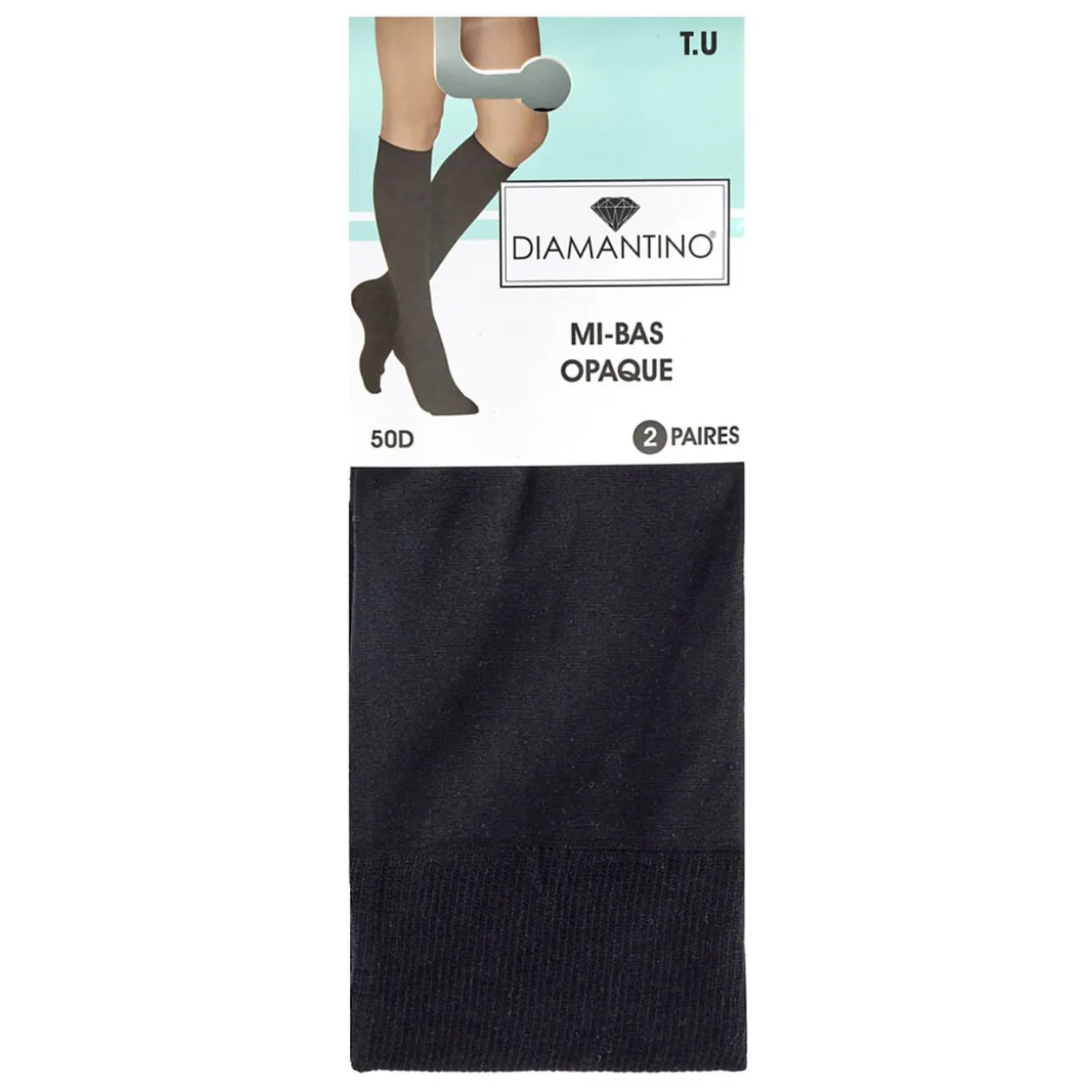 Lot de 2 paires de mi-bas noir femme polyamide et tulle opaque 50D