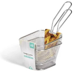 Lot de 2 paniers à frites inox argenté 19,5x17,5x8,5cm