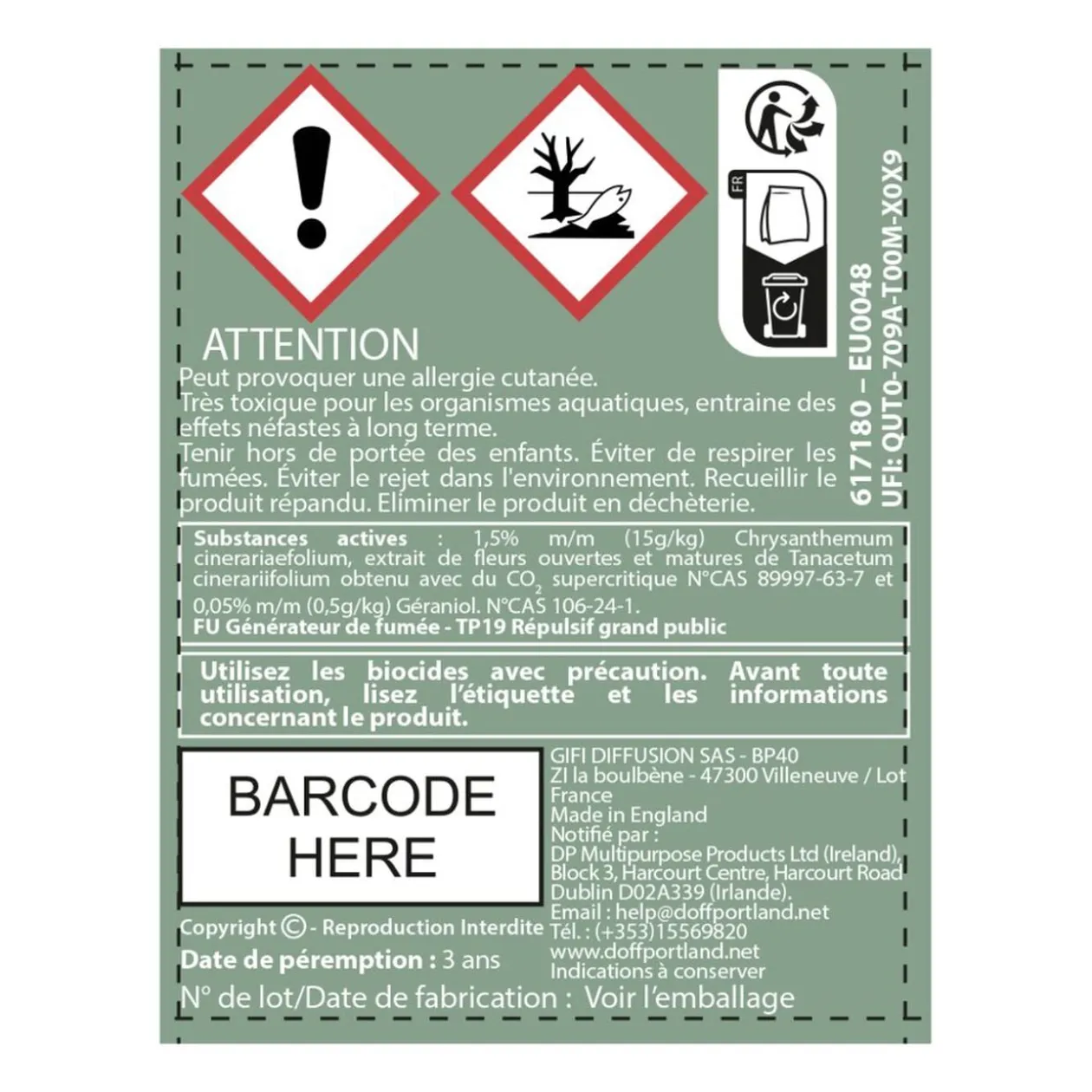 Lot de 12 papiers anti-moustiques à consumer