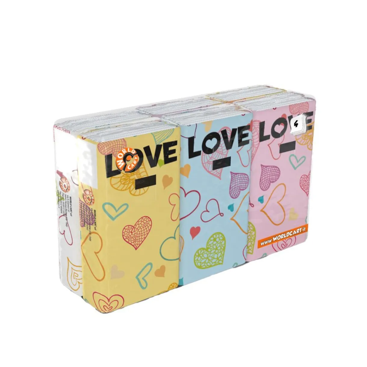 Lot de 6 paquets de mouchoirs en papier à 4 plis motif coeur Love < Gifi Outlet