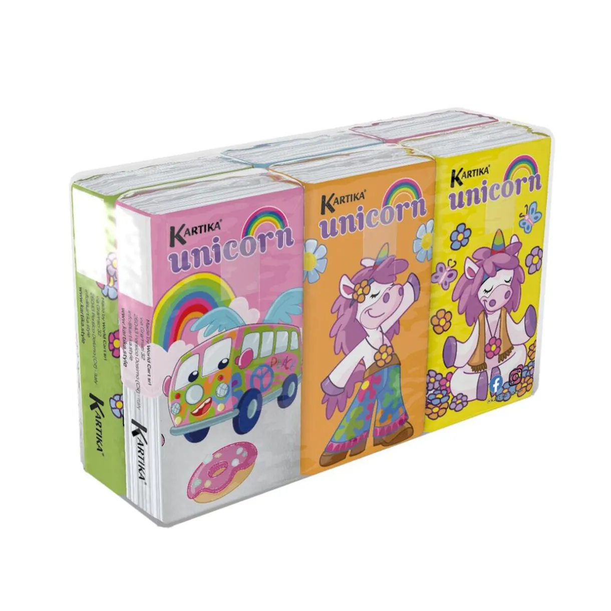 Lot de 6 paquets de mouchoirs en papier à 4 plis motif licorne < Gifi Discount