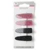 Lot de 4 pinces à cheveux plates crocodile paillettes noir et rose < Gifi Hot