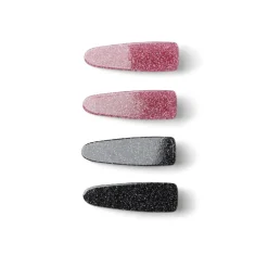 Lot de 4 pinces à cheveux plates crocodile paillettes noir et rose < Gifi Hot