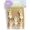 Lot de 5 pinces en bois forme lapin