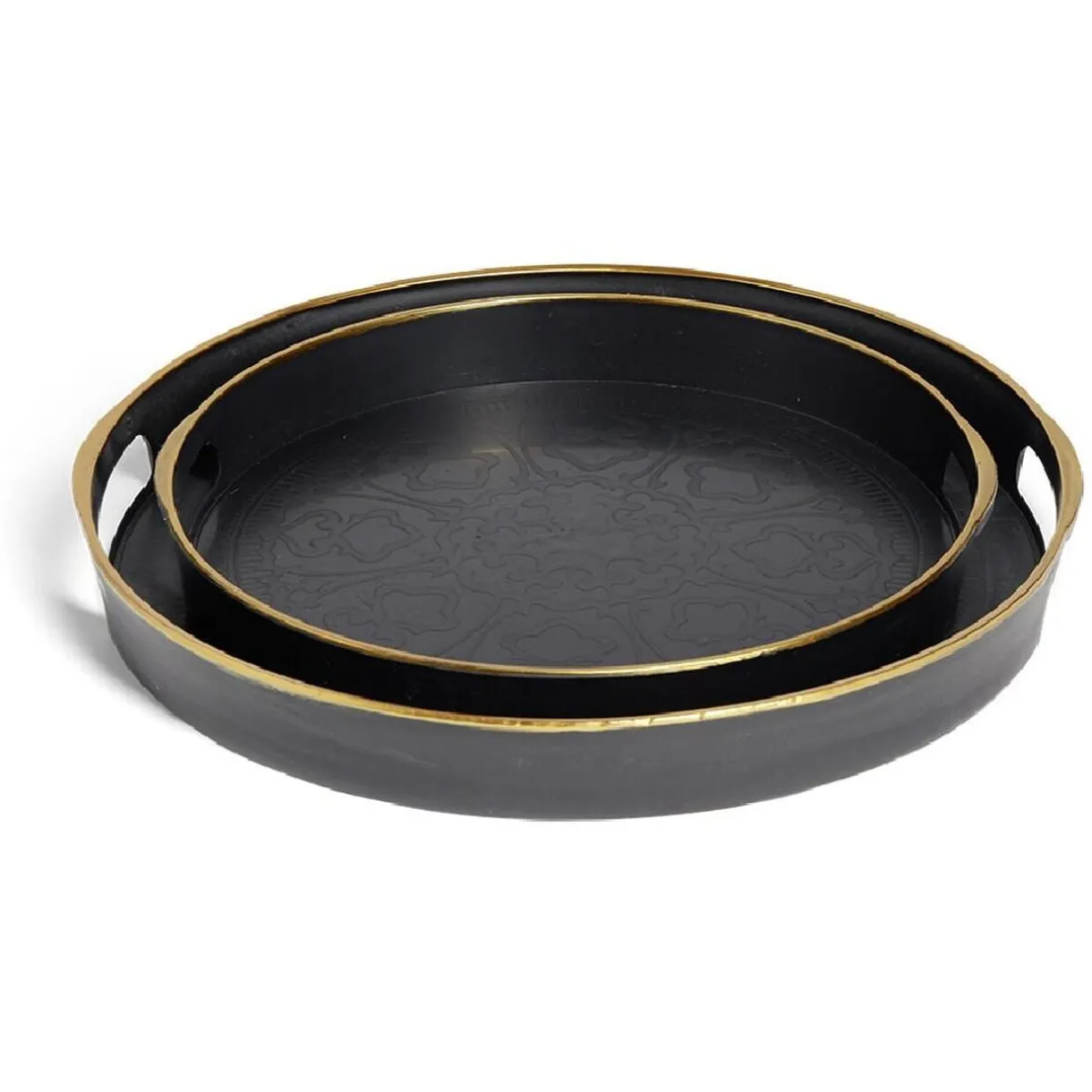 Lot de 2 plateaux Ø29cm et Ø36cm plastique noir < Gifi Clearance