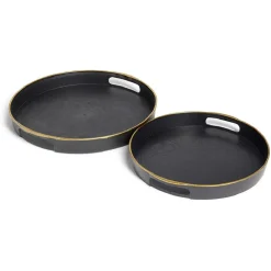 Lot de 2 plateaux Ø29cm et Ø36cm plastique noir < Gifi Clearance