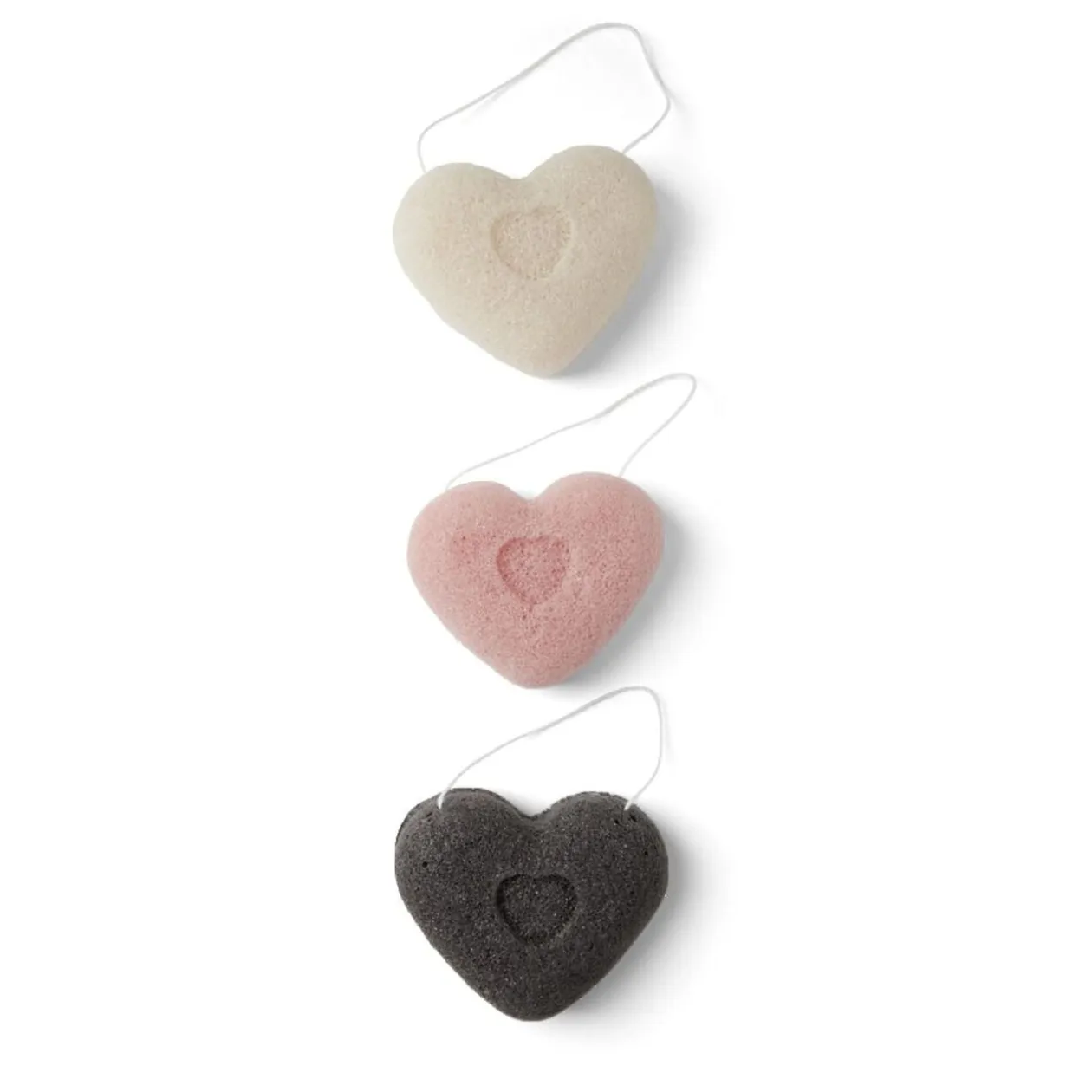 Lot de 3 éponges konjac coeur - 3 modèles