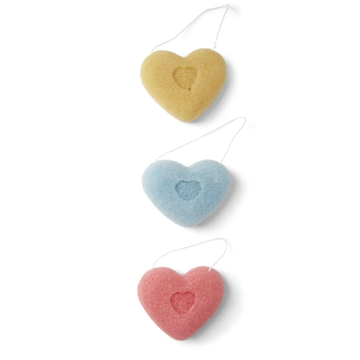 Lot de 3 éponges konjac coeur - 3 modèles