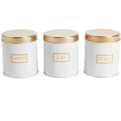 Lot de 3 pots à épices acier blanc et doré Ø9,9xH11,4cm < Gifi New