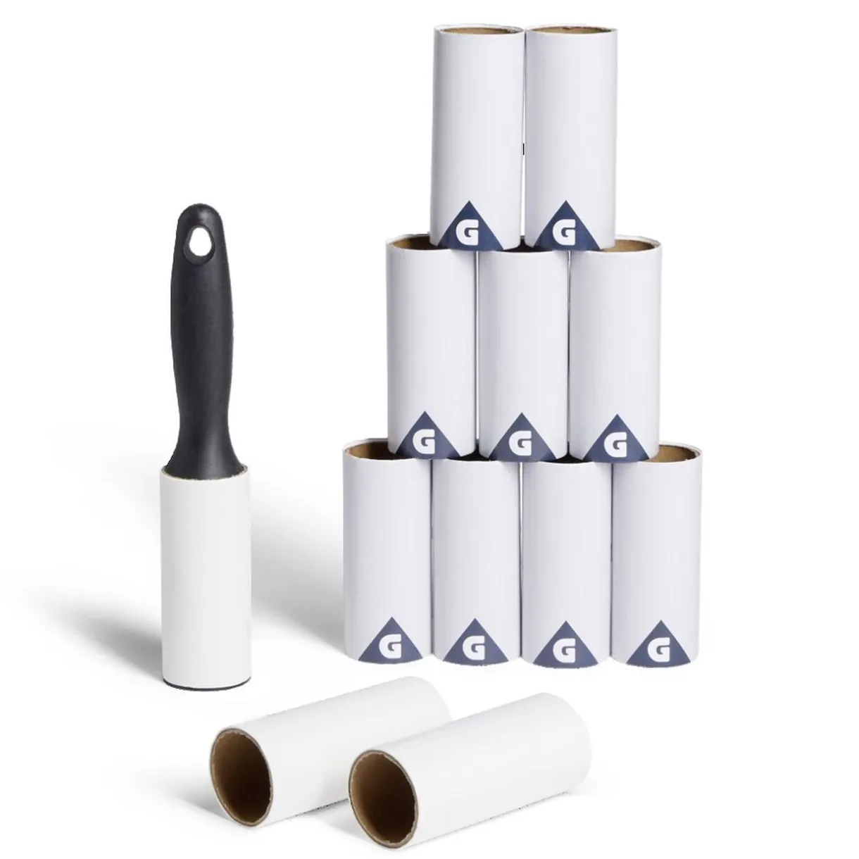 Lot de 11 rouleaux adhésifs papier + brosse polypropylène blanc + noir < Gifi Discount