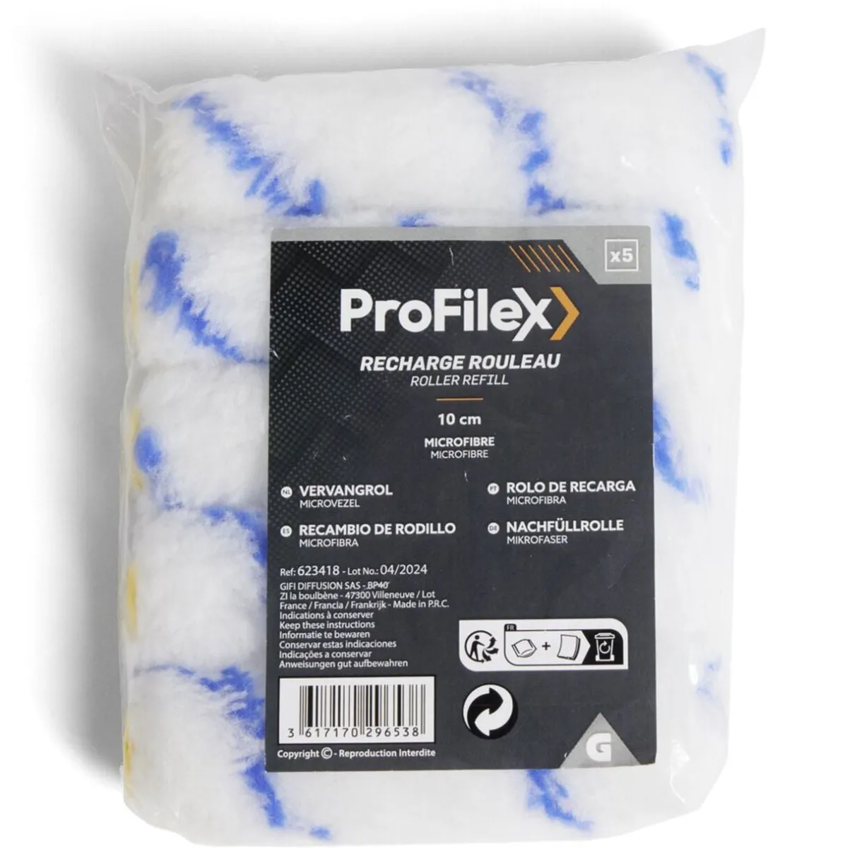 Lot de 5 rouleaux de peinture microfibre 10cm < Gifi Discount