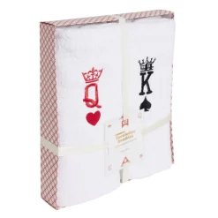 Lot de 2 serviettes brodées King et Queen 70xL130cm