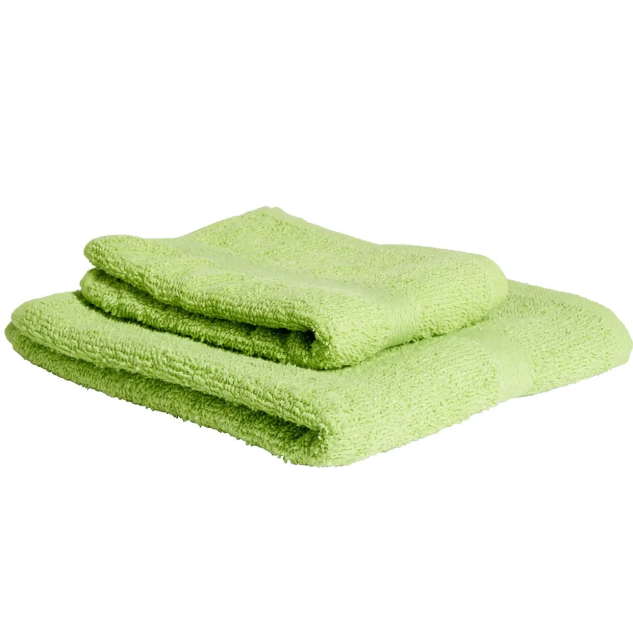 Lot de 2 serviettes de bain coton vert 40x60cm et 55x105cm