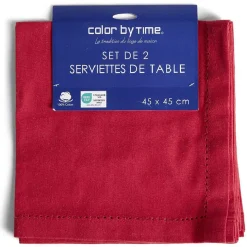 Lot de 2 serviettes de table coton 45x45cm - 4 coloris < Gifi Discount