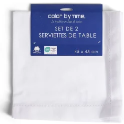 Lot de 2 serviettes de table coton 45x45cm - 4 coloris < Gifi Discount