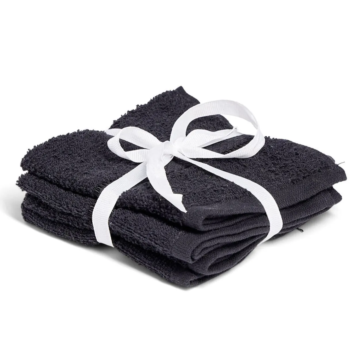 Lot de 4 serviettes invité coton jaune et noir 30x30cm < Gifi Outlet