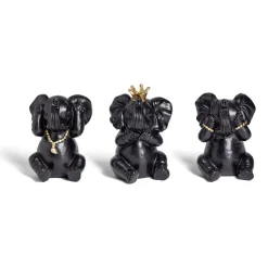 Lot de 3 statues éléphant plastique gris L8,5x8,5xH11,5cm < Gifi