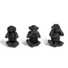 Lot de 3 statues singe plastique noir L8,5x7,5xH11,5cm < Gifi Hot