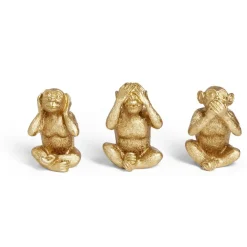 Lot de 3 statues singe plastique doré L8,5x7,5xH11,5cm