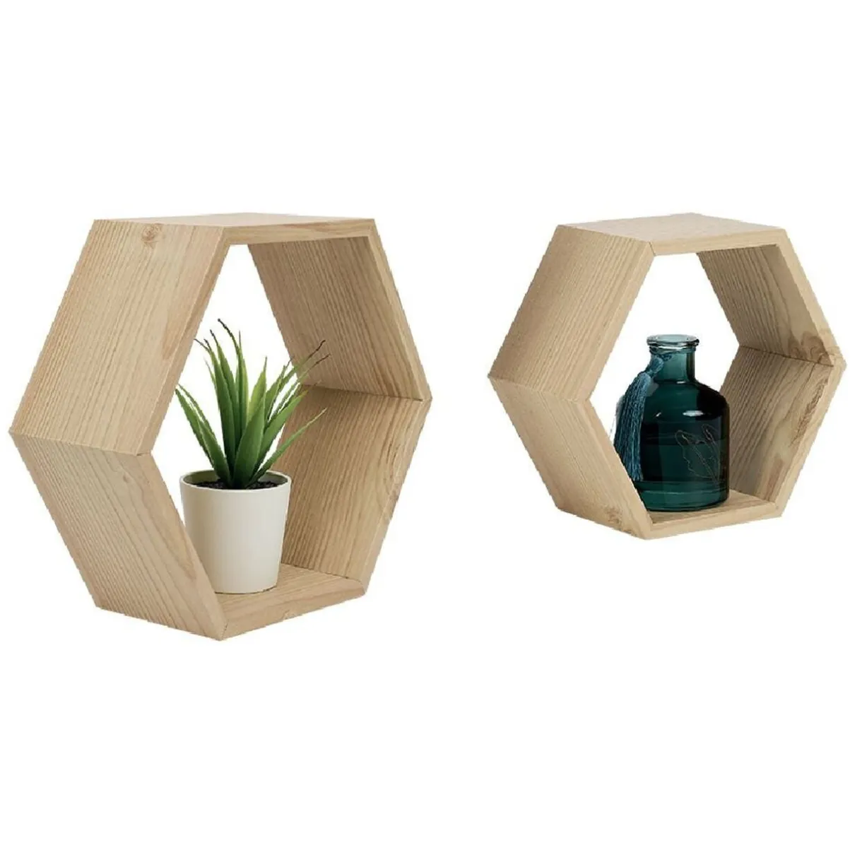 Lot de 2 étagères murales hexagonales en bois < Gifi Hot