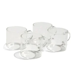 Lot de 4 tasses en verre transparent 10cl