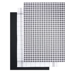 Lot de 3 torchons rectangulaires 50x70cm 100% coton blanc et noir < Gifi Best