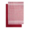 Lot de 2 torchons rectangulaires 50x70cm 100% coton blanc et rouge < Gifi Discount