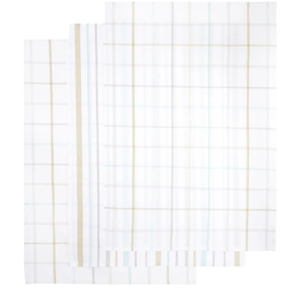 Lot de 3 torchons rectangulaires 50x70cm 100% coton quadrillé blanc < Gifi Online