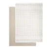 Lot de 2 torchons rectangulaires 50x70cm 100% coton blanc et beige