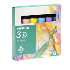 Lot de 6 tubes de peinture 3D acrylique 30ml < Gifi Hot